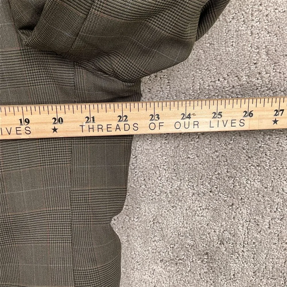 Jos. A‎ Bank Suit Men 43R 36W 28L Brown Plaid Wool Classic Fit Career Wool 2pc